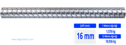 16 mm Nervürlü İnşaat Demiri